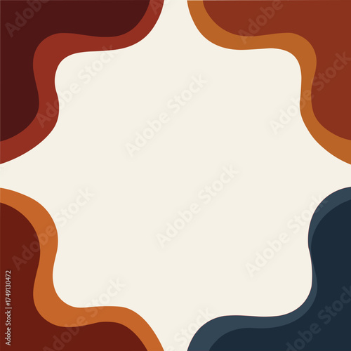 Abstract organic shapes in warm earthy tones forming a decorative frame around a cream background