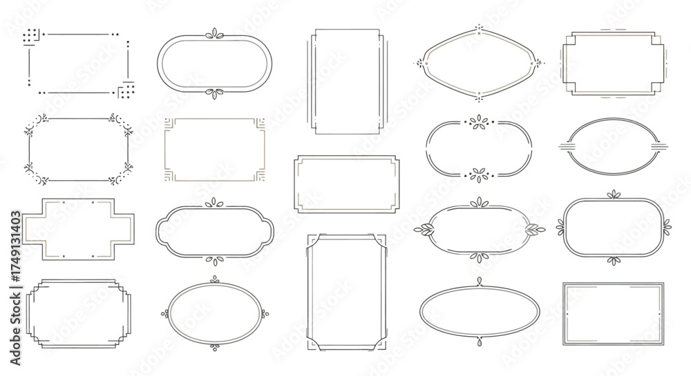 Obraz premium Set of simple and flat decorative frame vector illustrations for text, quotes, and titles, white background