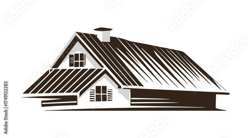 Stylized graphic illustration of a cozy residential house with a steep gabled roof, perfect for real estate and home design concepts.