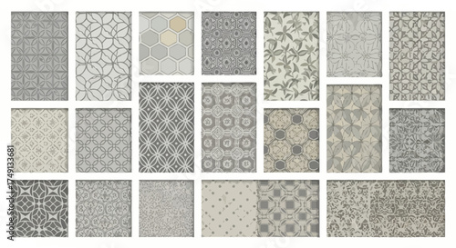Seamless patterns for architecture and design, easily applied with the eyedropper tool, white background