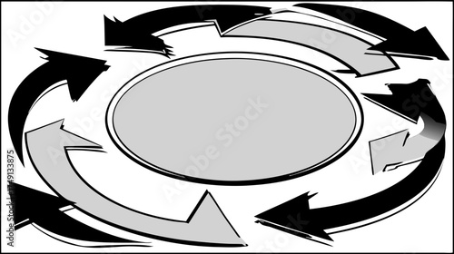 Abstract circular arrow cycle diagram illustrating continuous process, workflow, loop, perpetual motion, and systemic flow concept