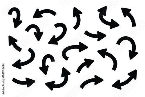 Collection of black arrow silhouettes scalable vector illustration for diverse applications eps silhouette