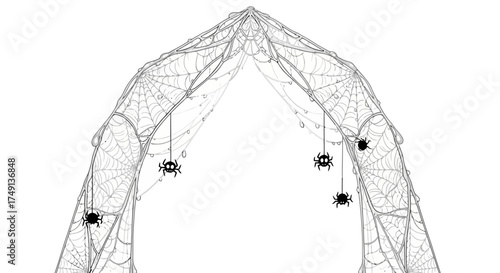 Two Cobwebs illustration forming a Halloween archway over a white background, white background