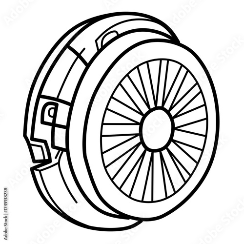 Silhouette sketch of diaphgram clutch