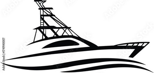 awesome  yacht icon silhouete