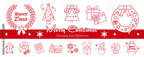 シンプル・ミニマルなクリスマスイラスト（アイコン）セット