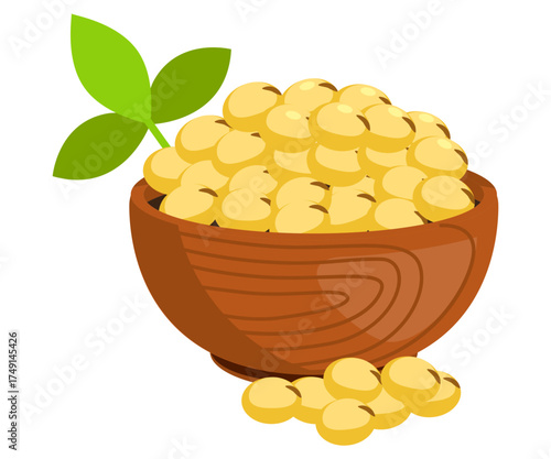 Soybean food vector representing natural plant protein and vitamin-rich ingredient for vegan diets.