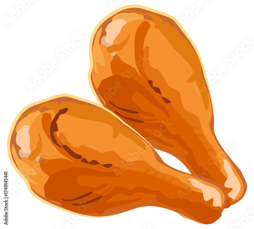 Chicken drumstick food vector symbolizing high-protein meat meal illustration.