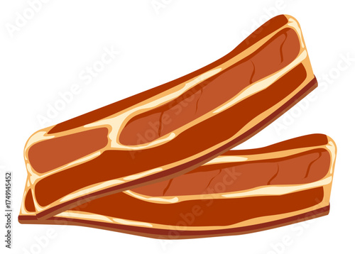 Crispy bacon food vector illustration perfect for breakfast and protein concept.