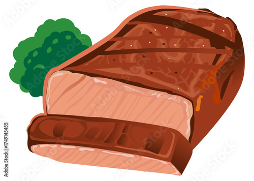 Beef steak food vector representing red meat protein meal illustration for diet concepts.