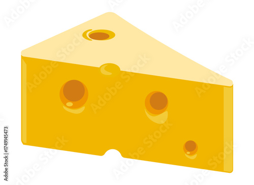 Yellow cheese food vector illustration, rich in protein and calcium, ideal for dairy design concepts.