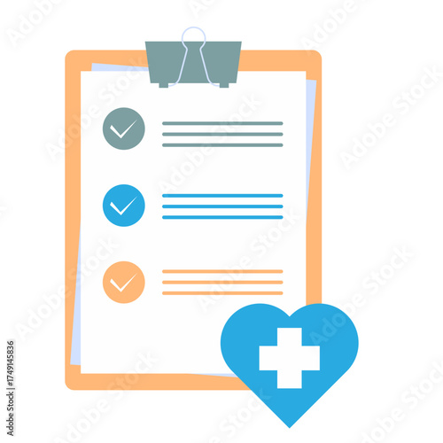 Medical Report Checklist with Heart Illustration