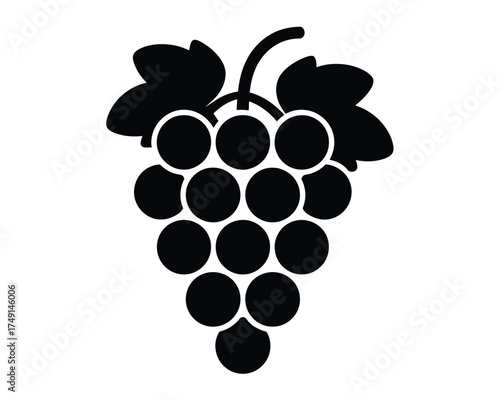 Scalable vector illustration silhouette of grapes and leaves ideal for design projects silhouette