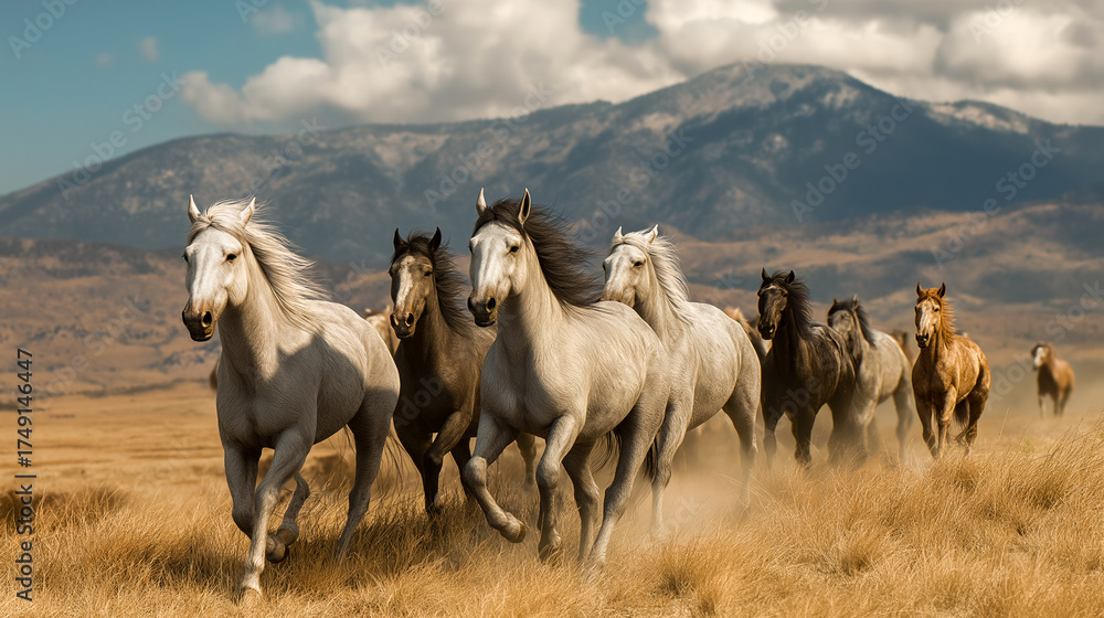 Obraz premium herd of horses on the meadow