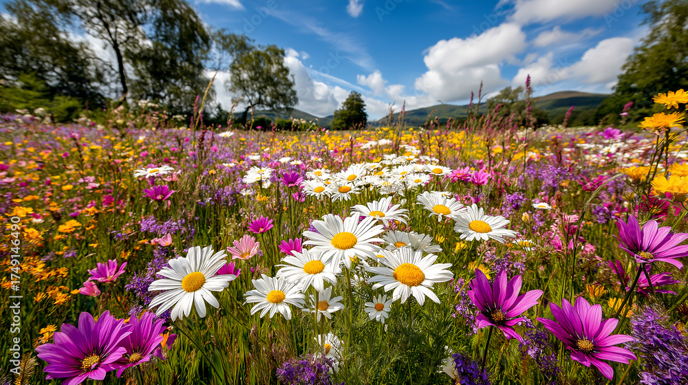 Obraz premium field of wildflowers spring meadow