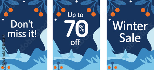Don't miss the winter sale with up to 70 percent off, a seasonal design for your marketing and social media campaigns to attract new customers