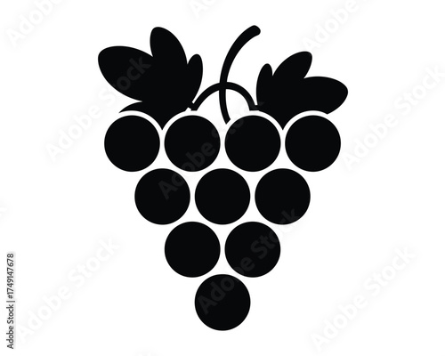 Vector silhouette illustration of grapes cluster scalable eps icon for design silhouette