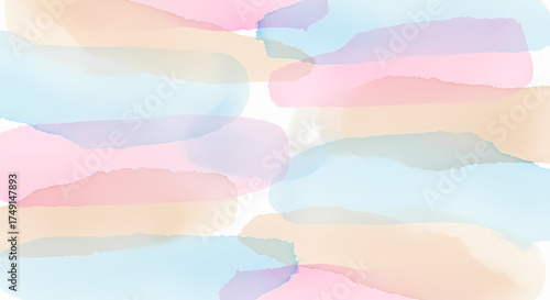 Soft Watercolor Background with Pastel Pink Blue and Peach Horizontal Brush Strokes