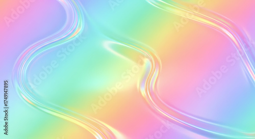  Iridescent Holographic Rainbow Gradient Background with Smooth Flowing Pastel Colors