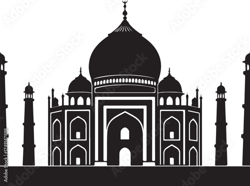 Taj Mahal Silhouette Vector