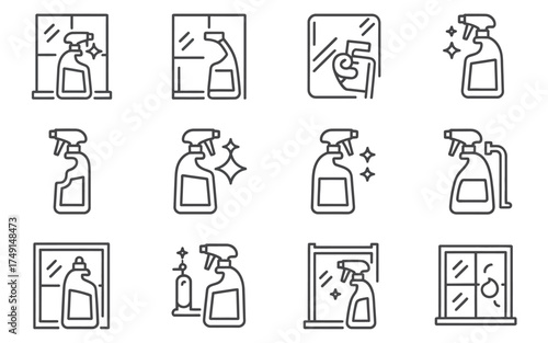 Collection of spray bottle cleaning icons vector scalable illustration set eps file for general use silhouette