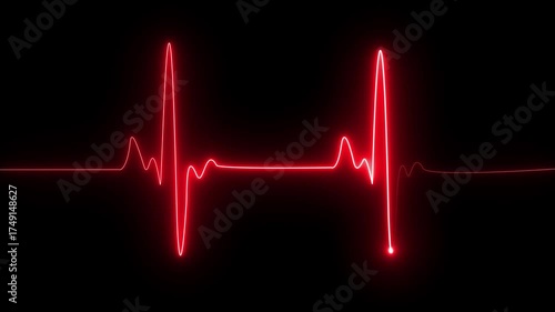 Neon heartbeat and pulse rate animation. Neon heartbeat monitor ekg line animation Heartbeat monitor ECG line monitor showing heart pulse 4k 