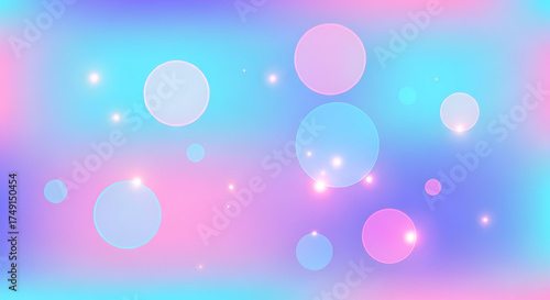 Abstract background with Soft blurred gradient abstract with glowing circles in pastel pink, blue, and purple.
