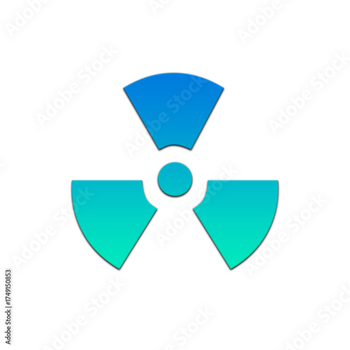 A blue and green gradient radiation symbol on a black background in a simple graphic design style on transparent background