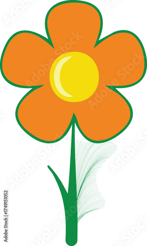 yellow flower isolated on white background vector illustration