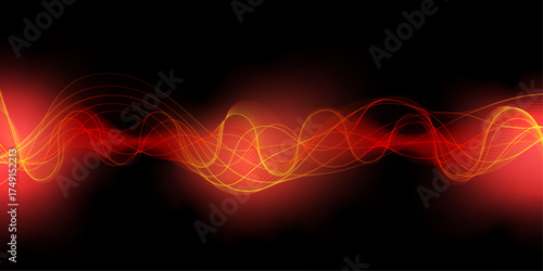 abstract red and orange waves in the dark background