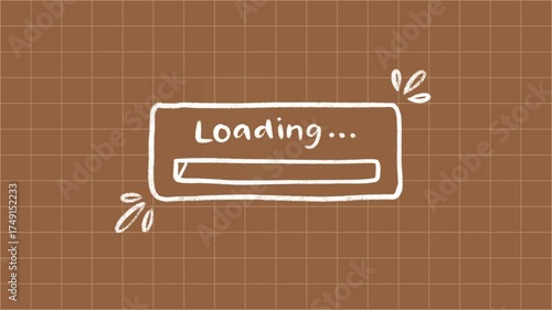Cute doodle loading bar with checkered background animated 4K video.
