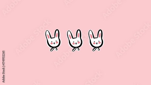 Cute pink bunny dancing animated video. Loading bar icon with cute bunny following the progress loading animated 4K video.