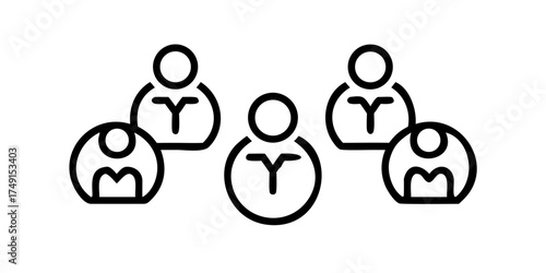 Outline representation of a group of people in a minimalist style with simple shapes and clean lines