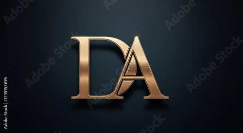 Golden DA logo design on a dark blue background, elegant and professional.