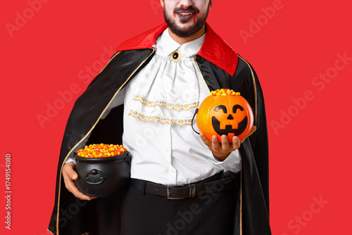 Young man dressed as vampir...