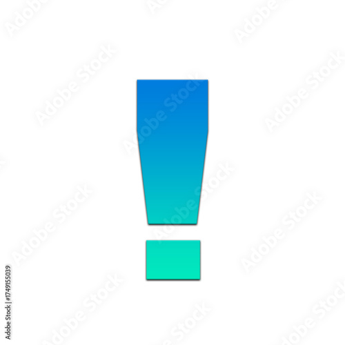 A gradient exclamation mark in blue and green on a black background in simple graphic design on transparent background
