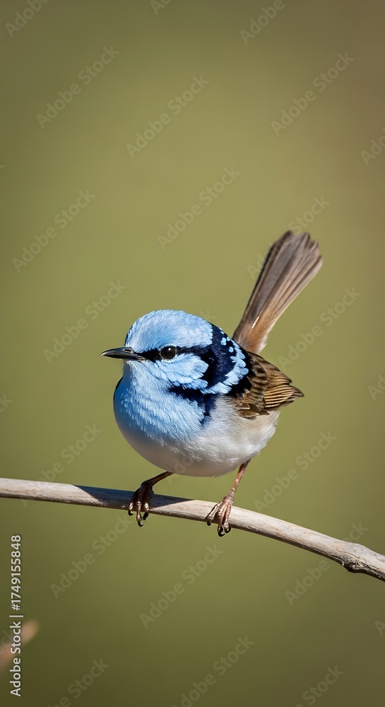 Obraz premium Azure Beauty - A Splendid Fairy-Wren Perched on a Branch.