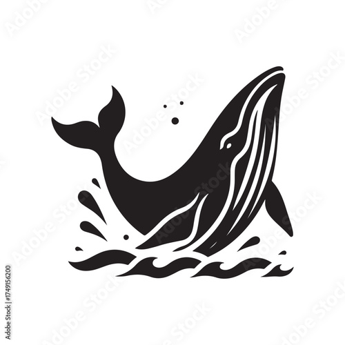 humpback whale breaching vector silhouette clip art logo design illustration