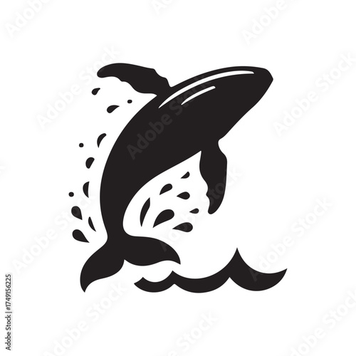 humpback whale breaching vector silhouette clip art logo design illustration