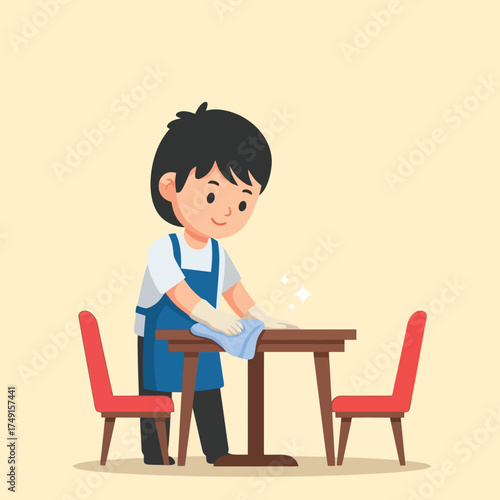 Cleaning Table Illustration Janitor, Restaurant, Hygiene