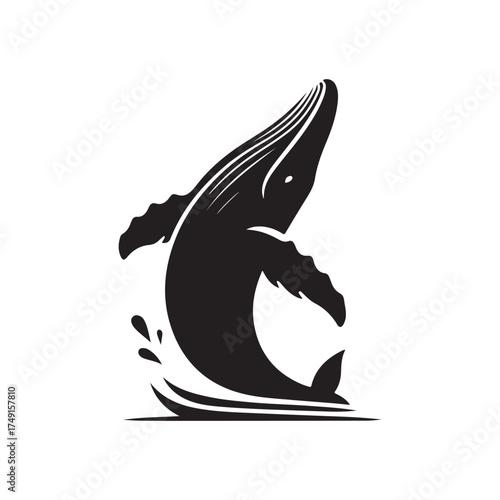 humpback whale breaching vector silhouette clip art logo design illustration