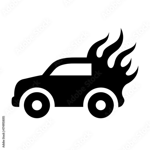 Silhouette of a car engulfed in flames