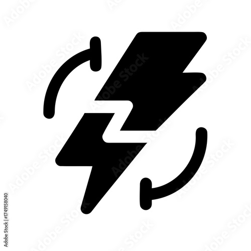 Renewable energy symbol with lightning bolt