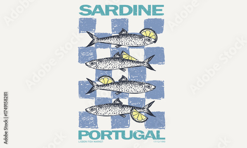 Canned fish artwork. Sardines fish artwork for t shirt print, poster, sticker and other uses. Sardines tin love club. Seafood t shirt design.