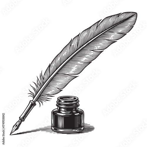 Quill Pen and Inkwell Calligraphy and Historical Writing