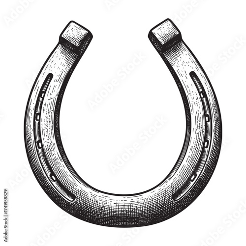 Metal Horse Shoe, Upright and Open at the Top, Symbolizing Good Luck and Western Culture