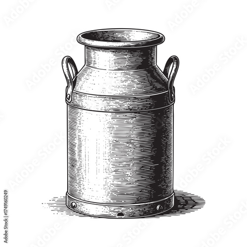 Vintage Milk Can Metal Dairy Churn with Side Handles, Farm and Rural Production