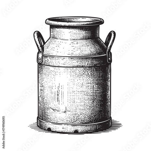 Vintage Milk Can Metal Dairy Churn with Side Handles, Farm and Rural Production