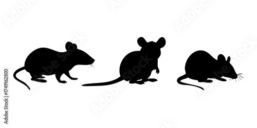 Silhouette mouse collection - vector illustration