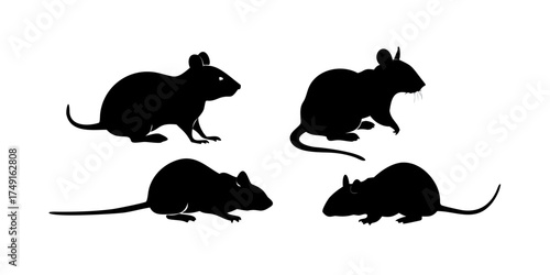 Silhouette mouse collection - vector illustration